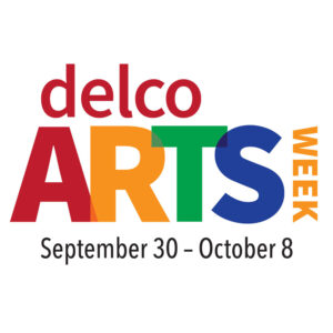 Delco Arts Week logo and dates to fit in circle crop