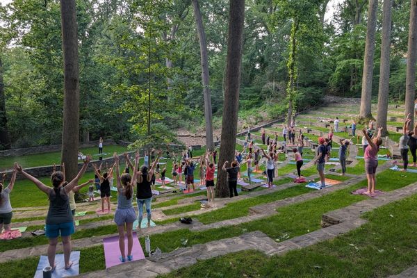 Yoga at amphitheater